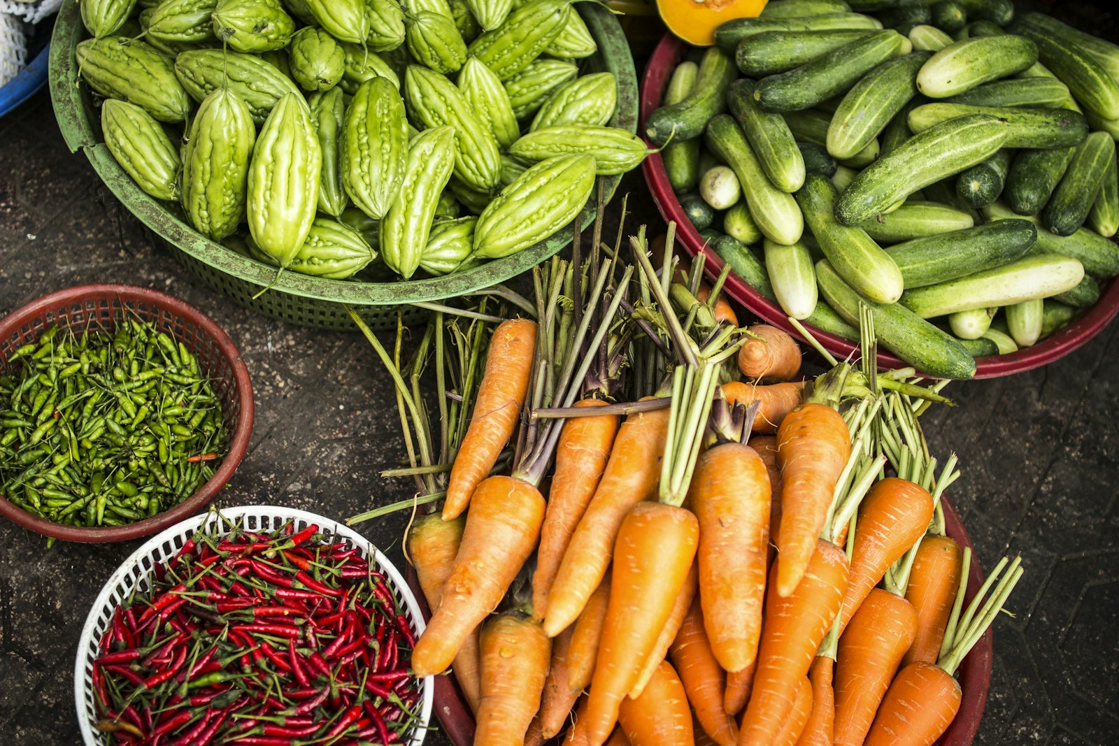 Harvested vegetables from kitchen gardens